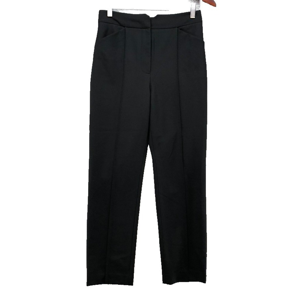 Rebecca Taylor Ottoman Notch Dress Pants Womens 4 Black High Rise Crop Career